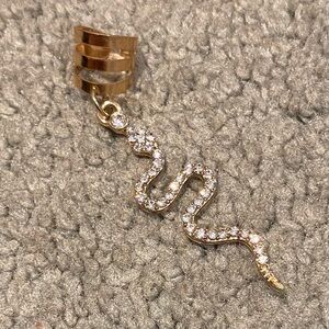 Gold Snake Earring with Crystals